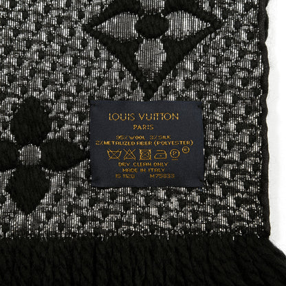 Louis Vuitton Wool Silk Logomania Shine Scarf Black 3 of 3