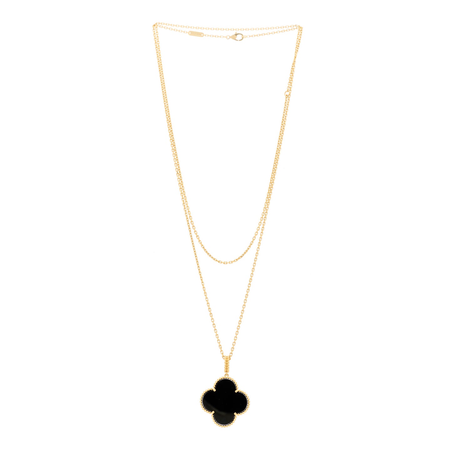18K Yellow Gold Black Onyx Magic Alhambra Pendant Necklace