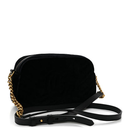 Gucci Velvet Matelasse Small GG Marmont Chain Shoulder Bag Black 3 of 12