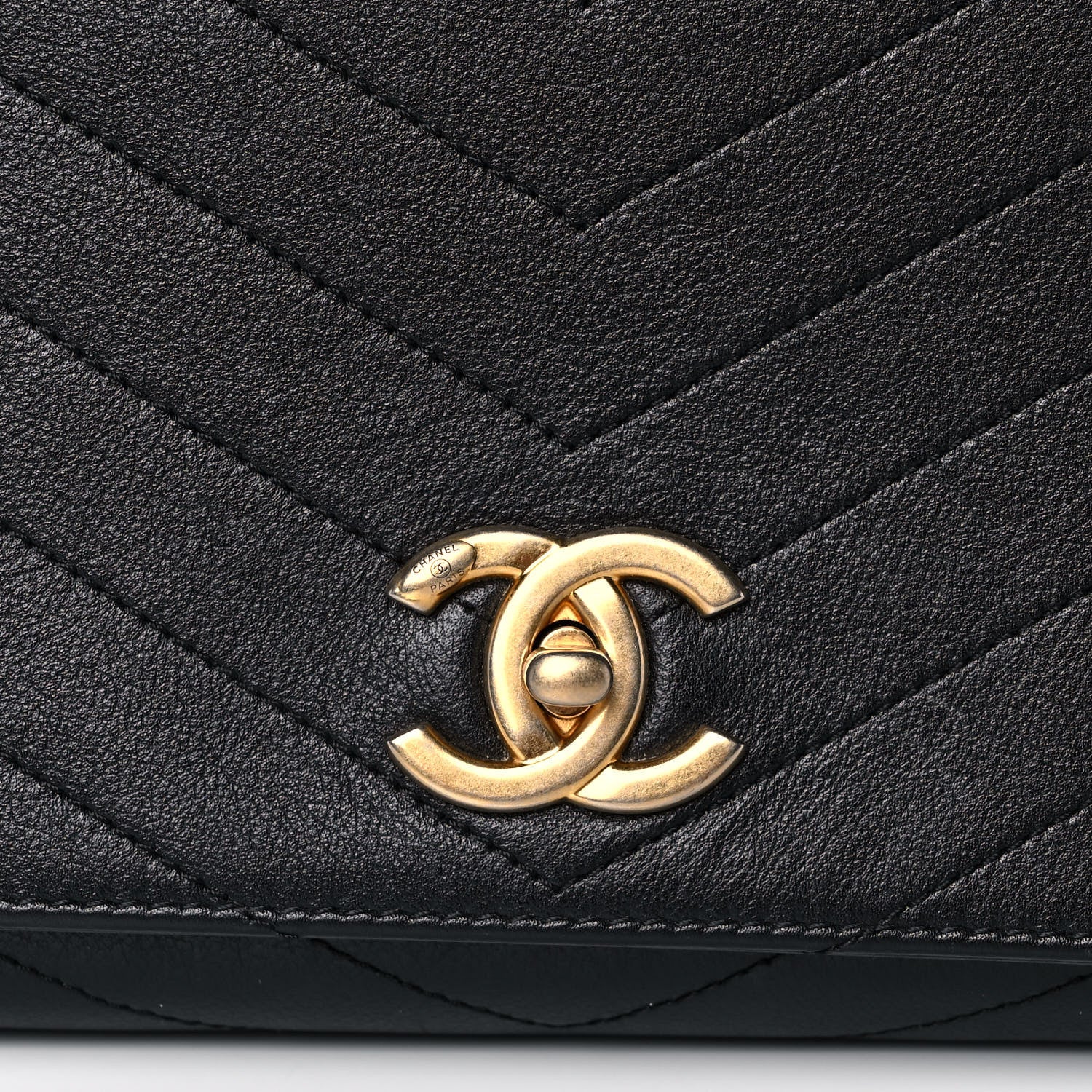 Chanel Grained Calfskin Chevron Stitched Medium Chic Top Handle Flap Black 8 of 13
