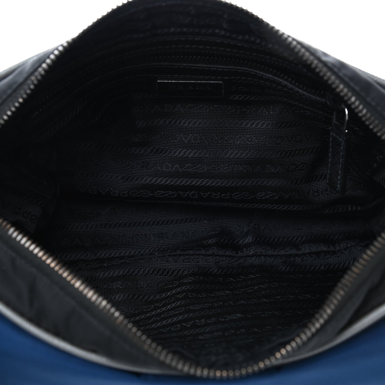 Prada Tessuto Nylon Messenger Bag Black Blue 4 of 4