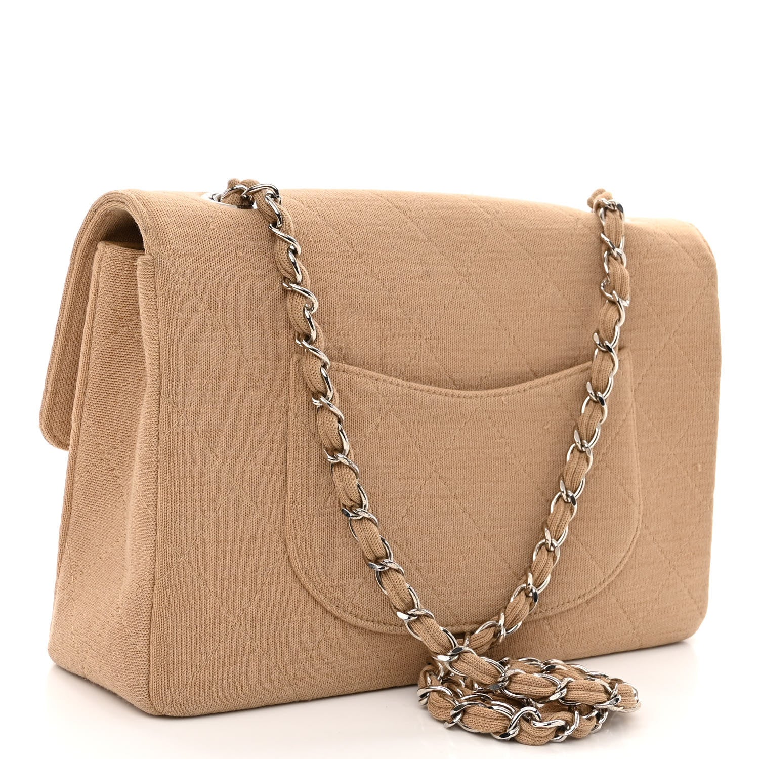 Chanel Jersey Quilted Medium Single Flap Beige 3 of 11