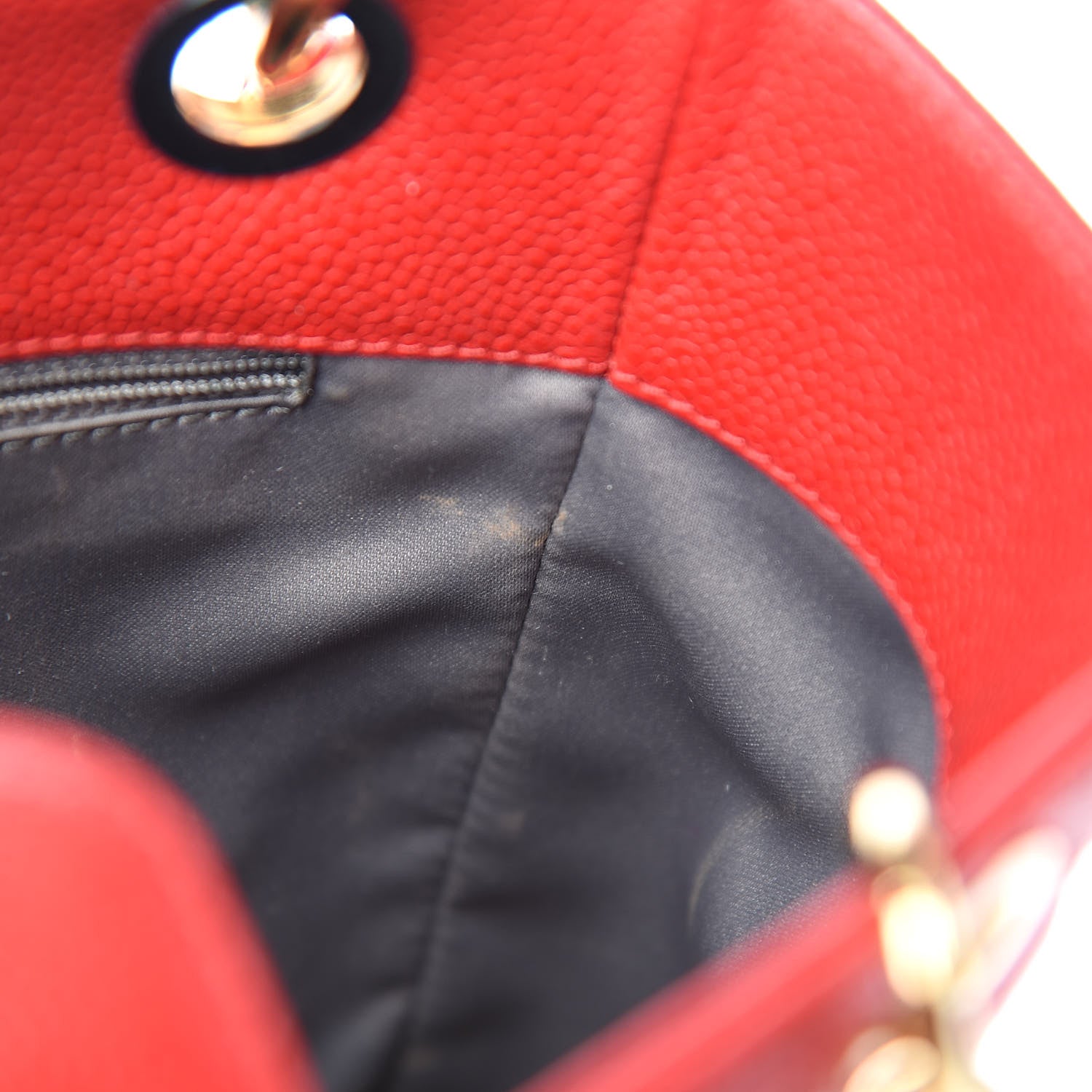 Chanel Caviar Quilted Petit Shopping Tote PST Red 9 of 15