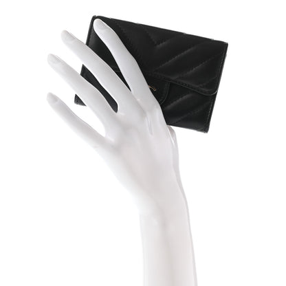 Chanel Lambskin Chevron Quilted Flap Card Holder Black 2 of 8