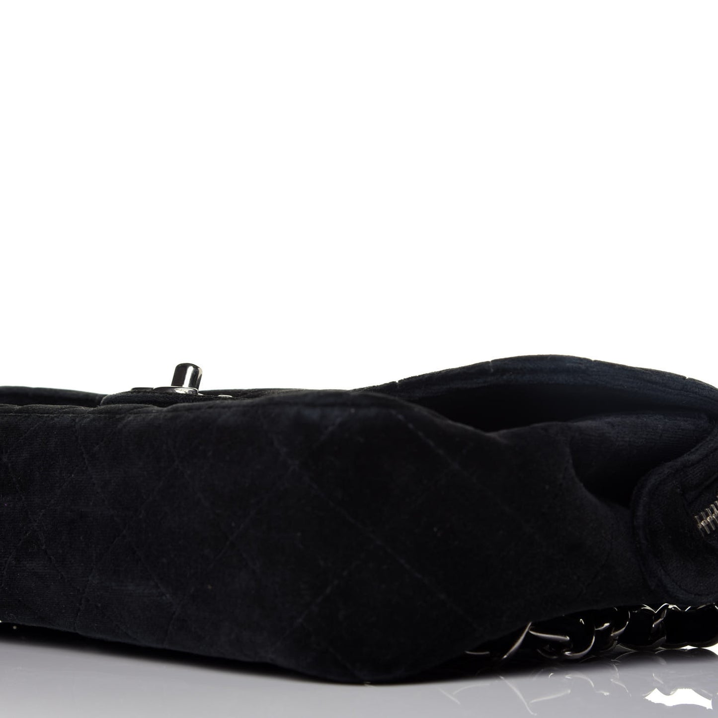 Velvet Quilted Flap Backpack Black
