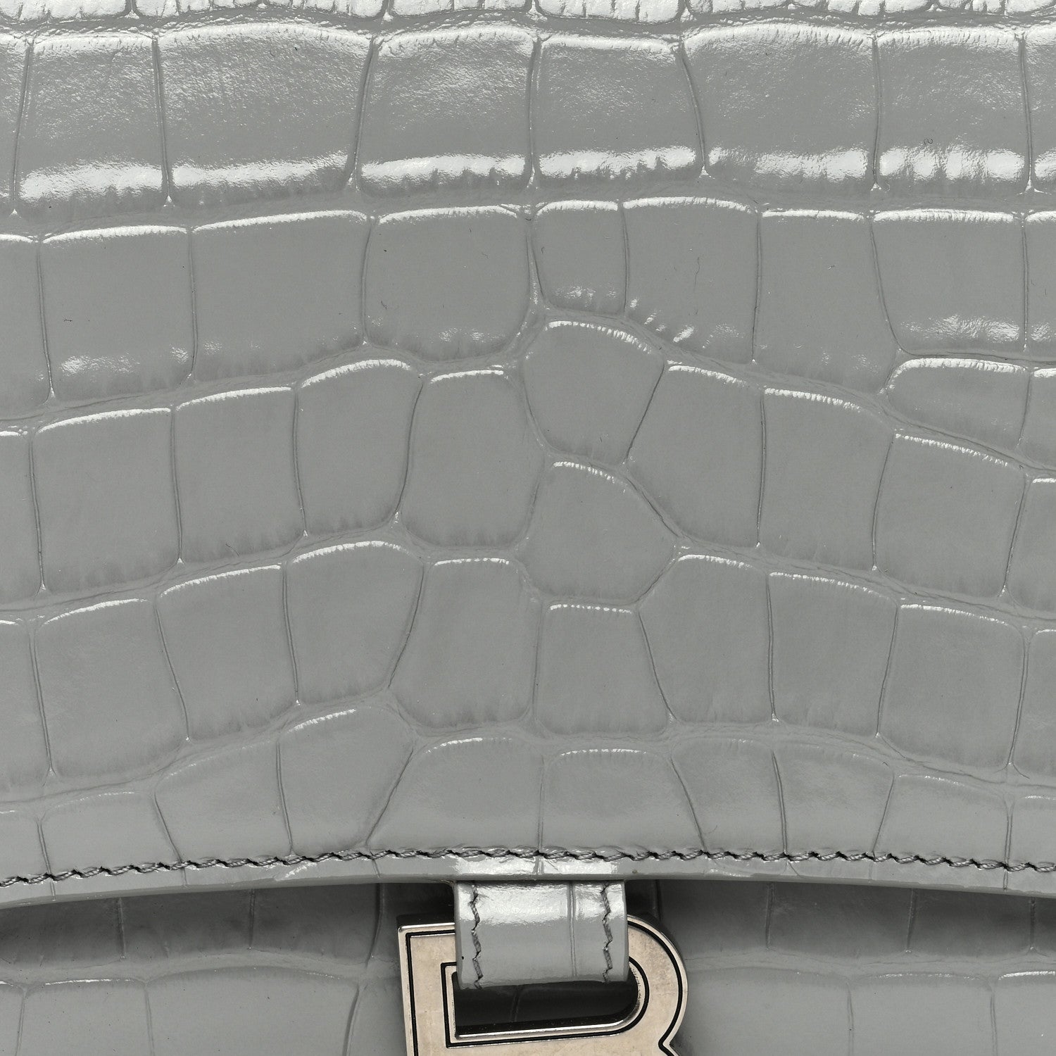 Balenciaga Shiny Calfskin Crocodile Embossed Medium Hourglass Top Handle Bag Balenciaga Grey 7 of 9