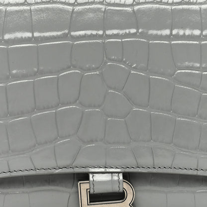 Balenciaga Shiny Calfskin Crocodile Embossed Medium Hourglass Top Handle Bag Balenciaga Grey 7 of 9