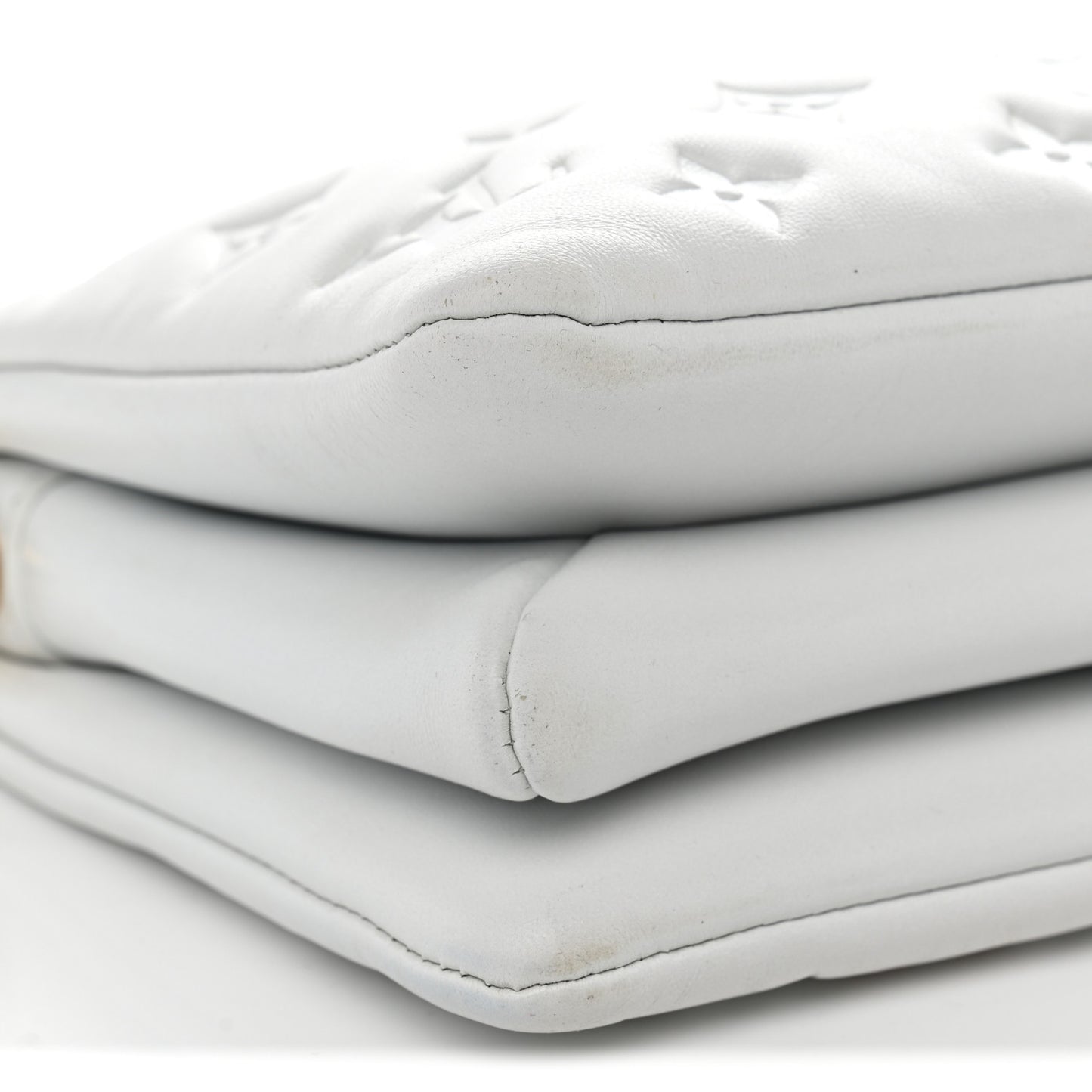 Lambskin Embossed Monogram Coussin BB White