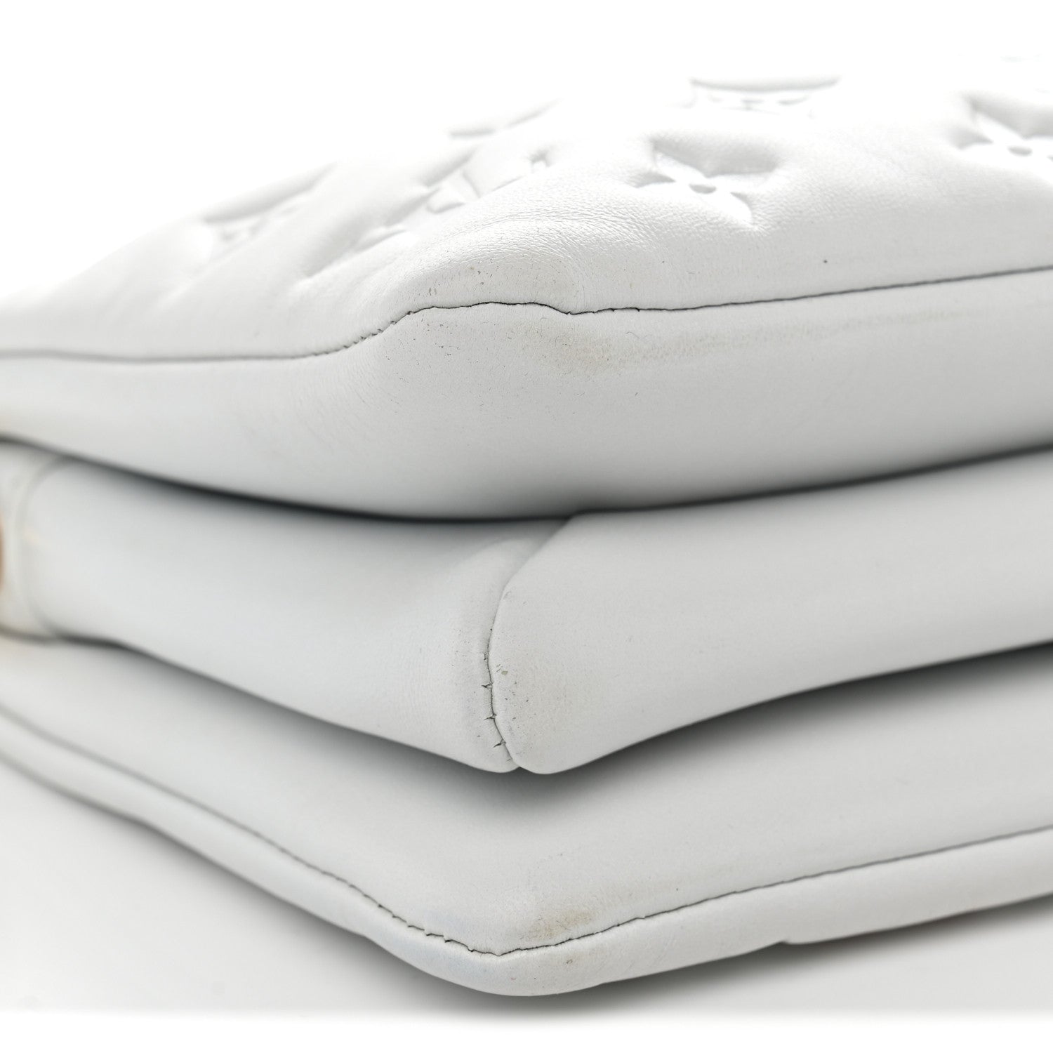 Louis Vuitton Lambskin Embossed Monogram Coussin BB White 8 of 11