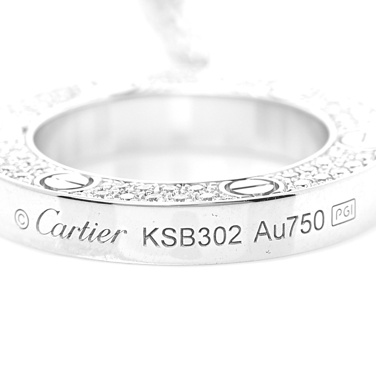 18K White Gold Diamond LOVE Paved Necklace