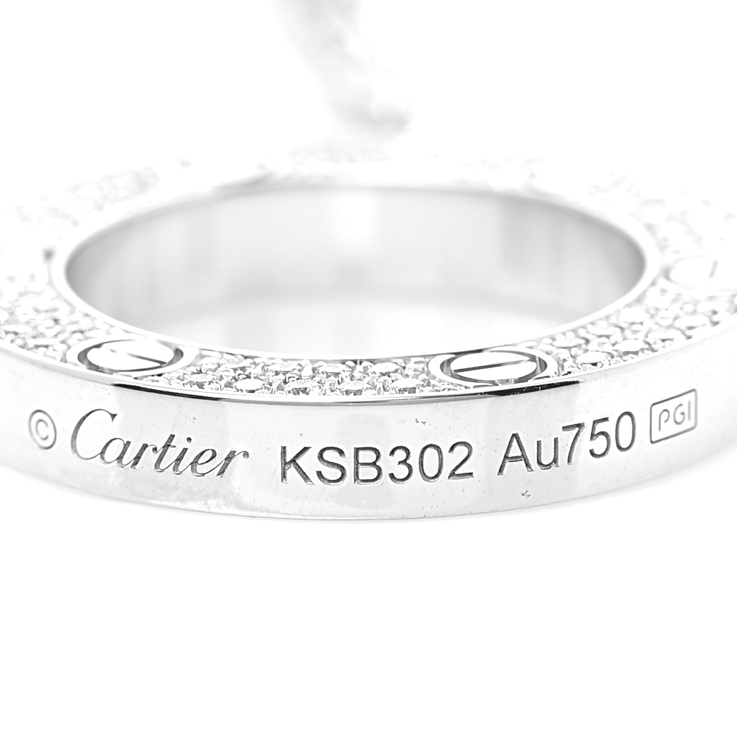 Cartier 18K White Gold Diamond LOVE Paved Necklace 4 of 5