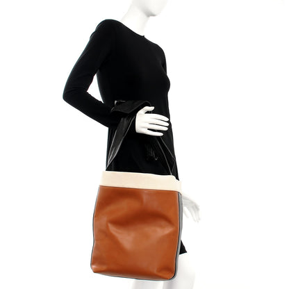 Celine Lambskin Calfskin Band Twisted Cabas Tan 2 of 14
