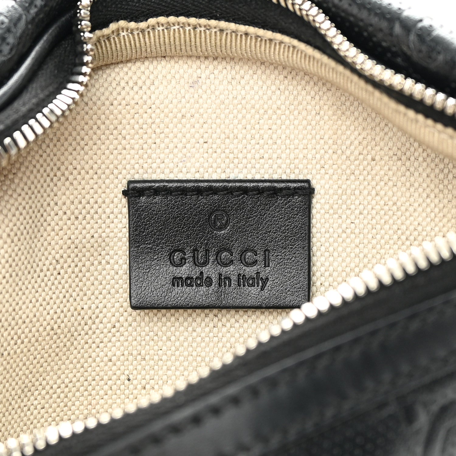 Gucci Calfskin GG Tennis Embossed Belt Bag Black 6 of 12