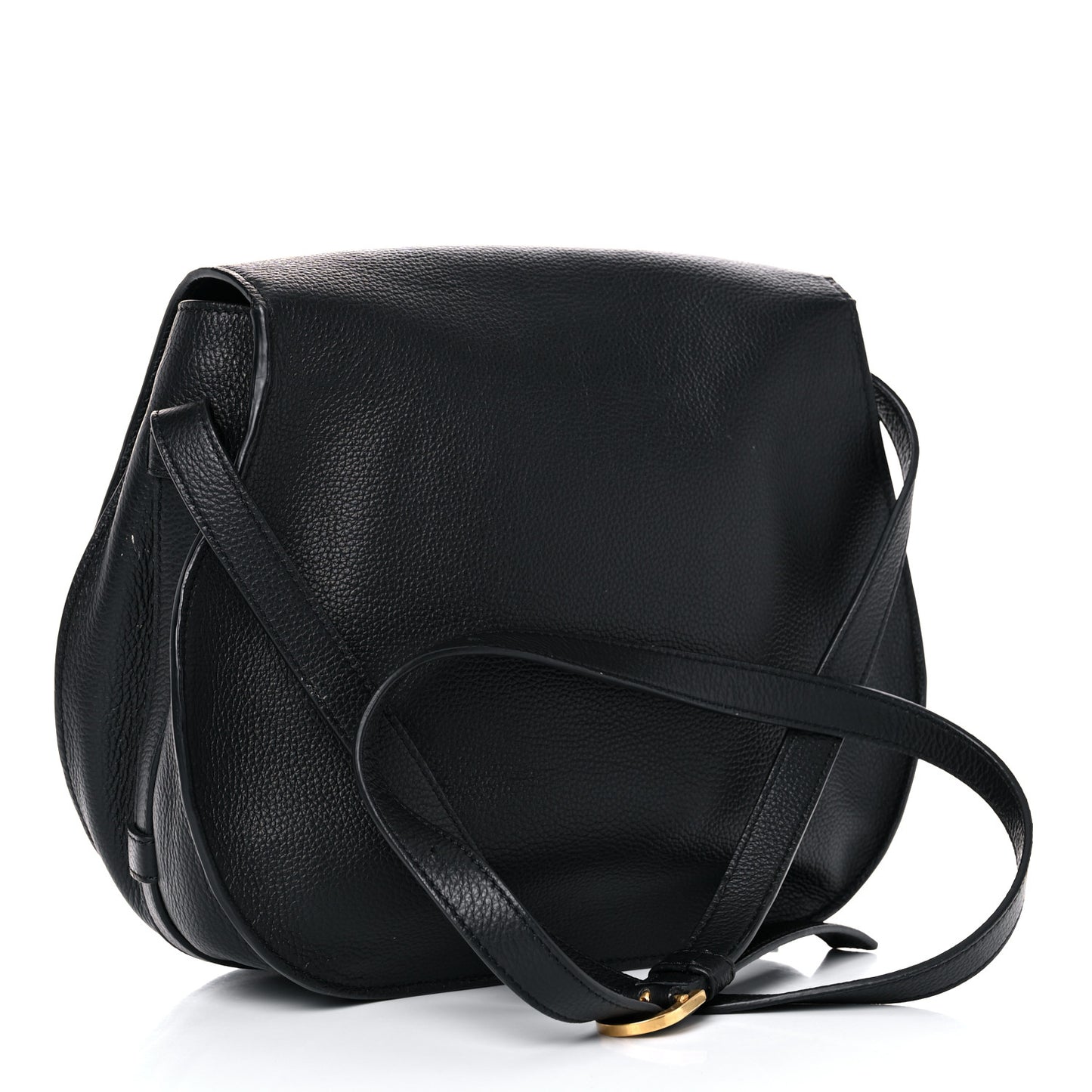 Calfskin Medium Marcie Round Crossbody Bag Black