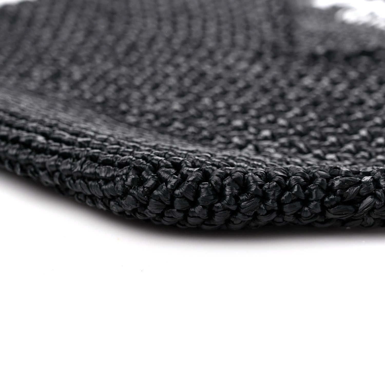 Prada Yarn Raffia Effect Crochet Logo Embroidered Shopping Tote Bag Black 8 of 8