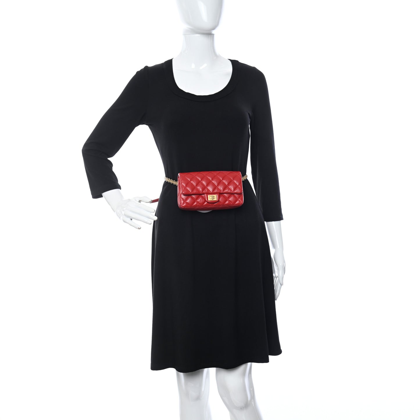 Aged Calfskin Quilted 2.55 Reissue Flap Belt Bag Red