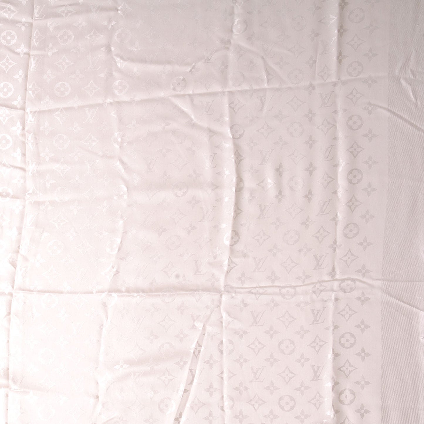 Wool Silk Monogram Shawl White
