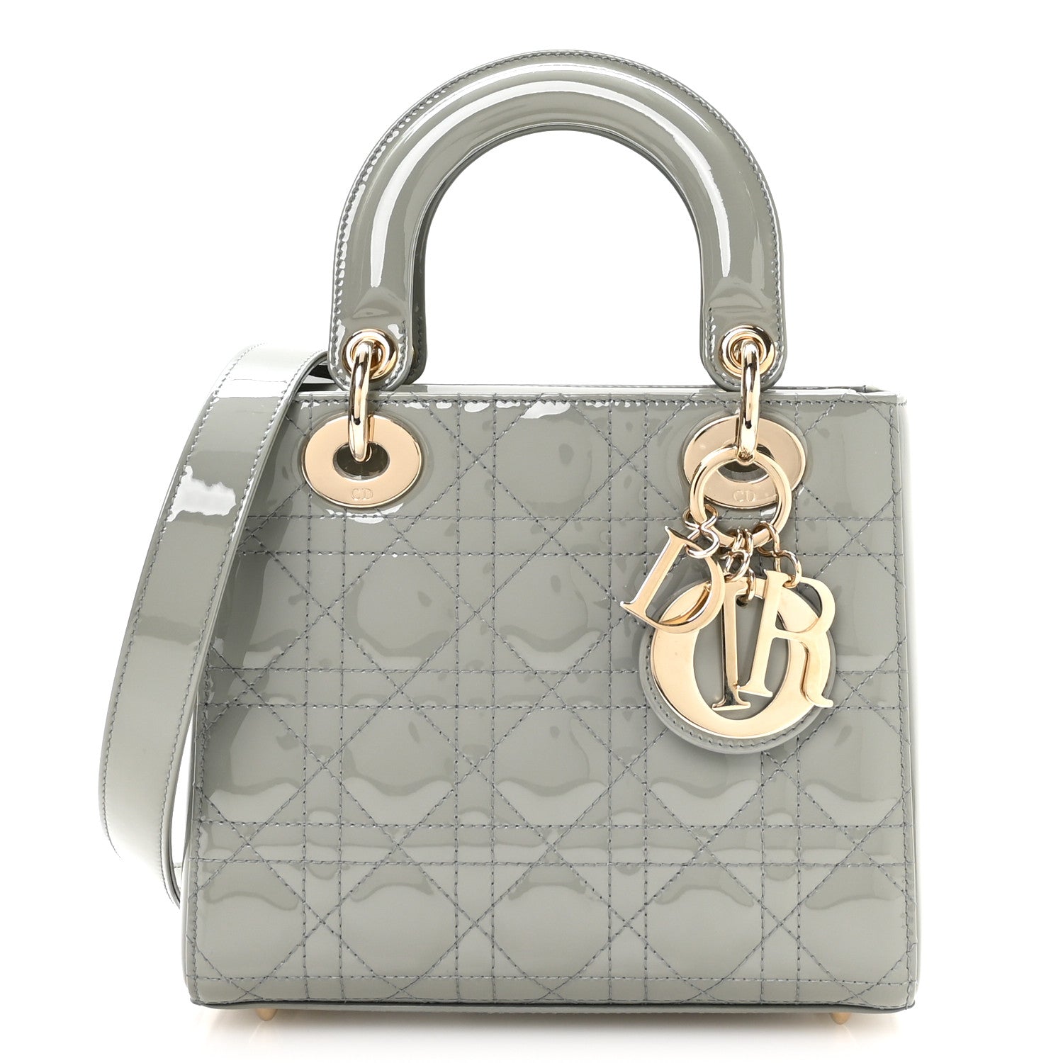 Christian Dior Patent Cannage Small Lady Dior Grey 1 of 9