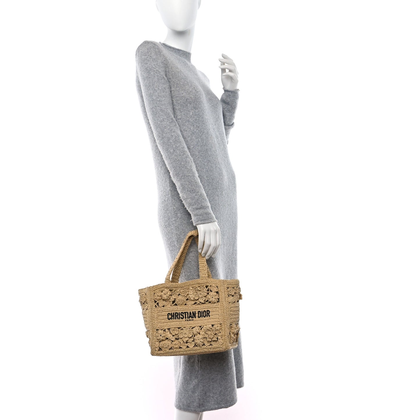 Woven Raffia Floral Embellished Small Book Tote Natural