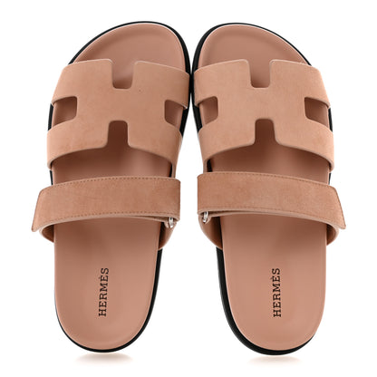 Hermes Suede Goatskin Womens Chypre Sandals 37 Rose Aube 2 of 10
