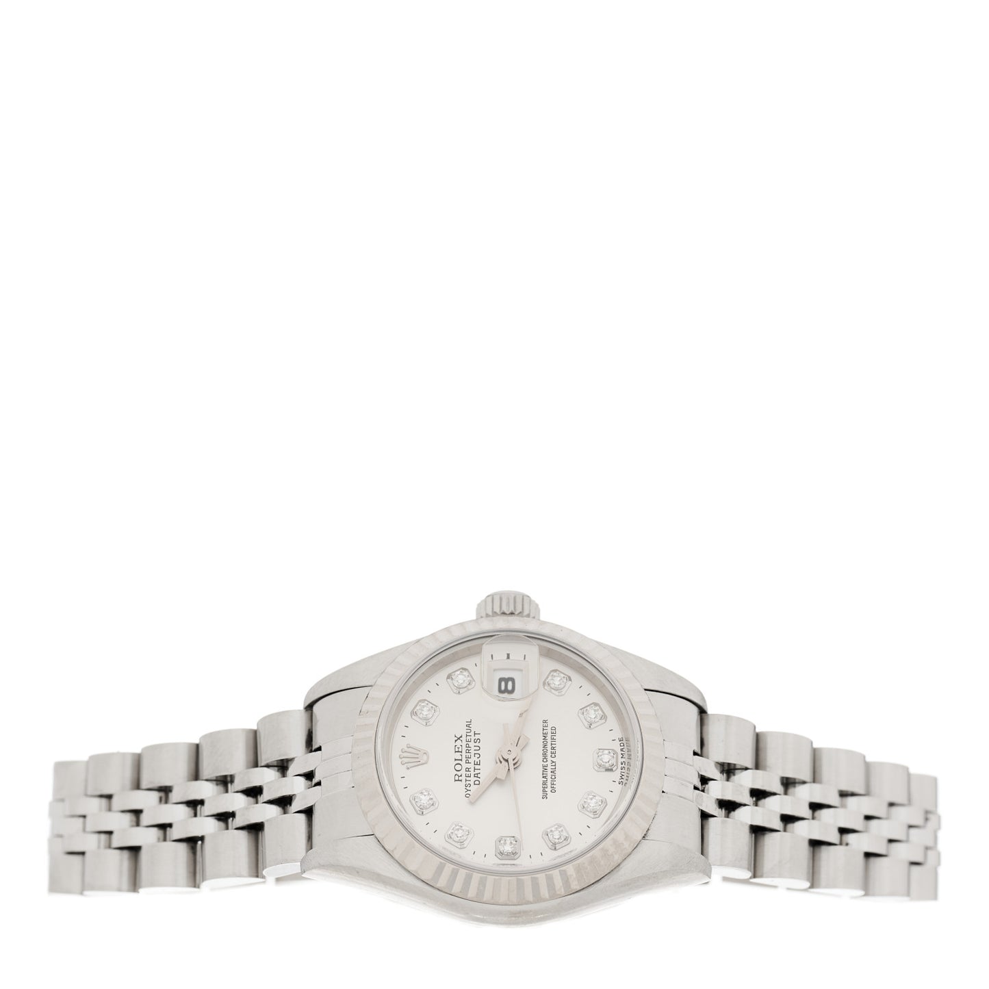Stainless Steel 18K White Gold Diamond 26mm Oyster Perpetual Datejust Watch Silver 69174