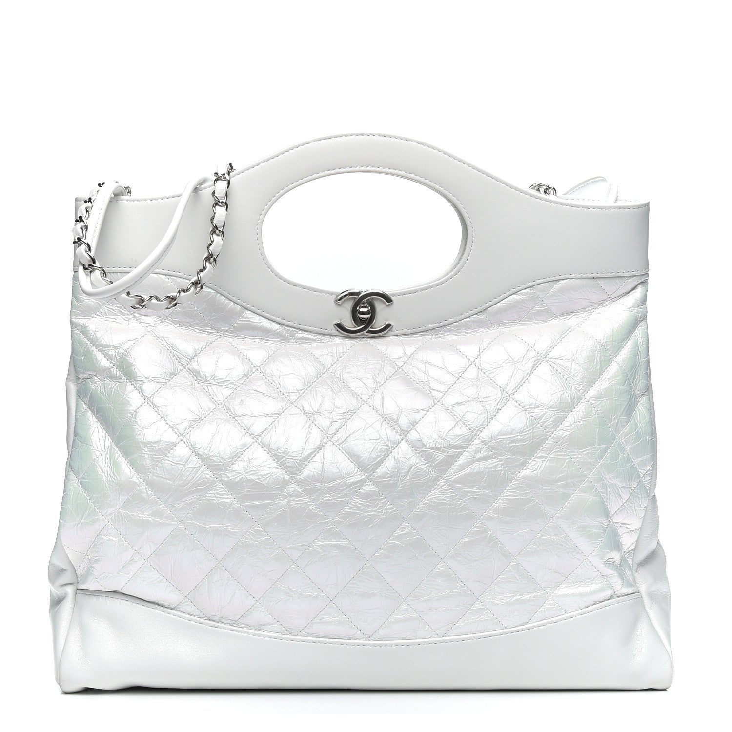 Chanel Crumpled Calfskin Quilted Large 31 Shopping Bag White 1 of 9