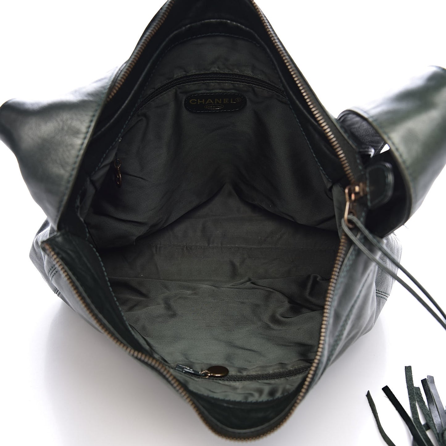Lambskin CC Tassel Shoulder Bag Dark Green