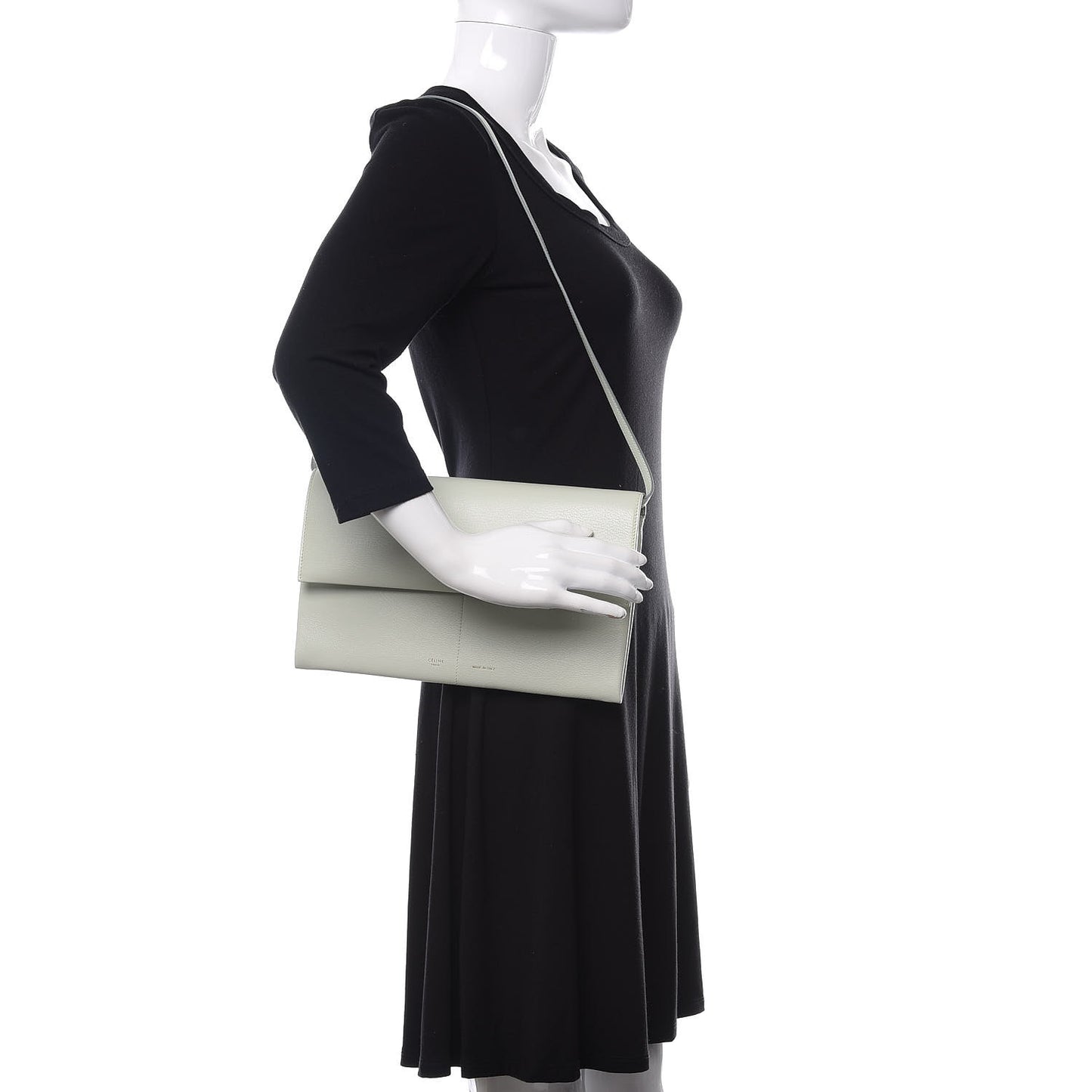 Calfskin Folded Clutch With Strap Jade