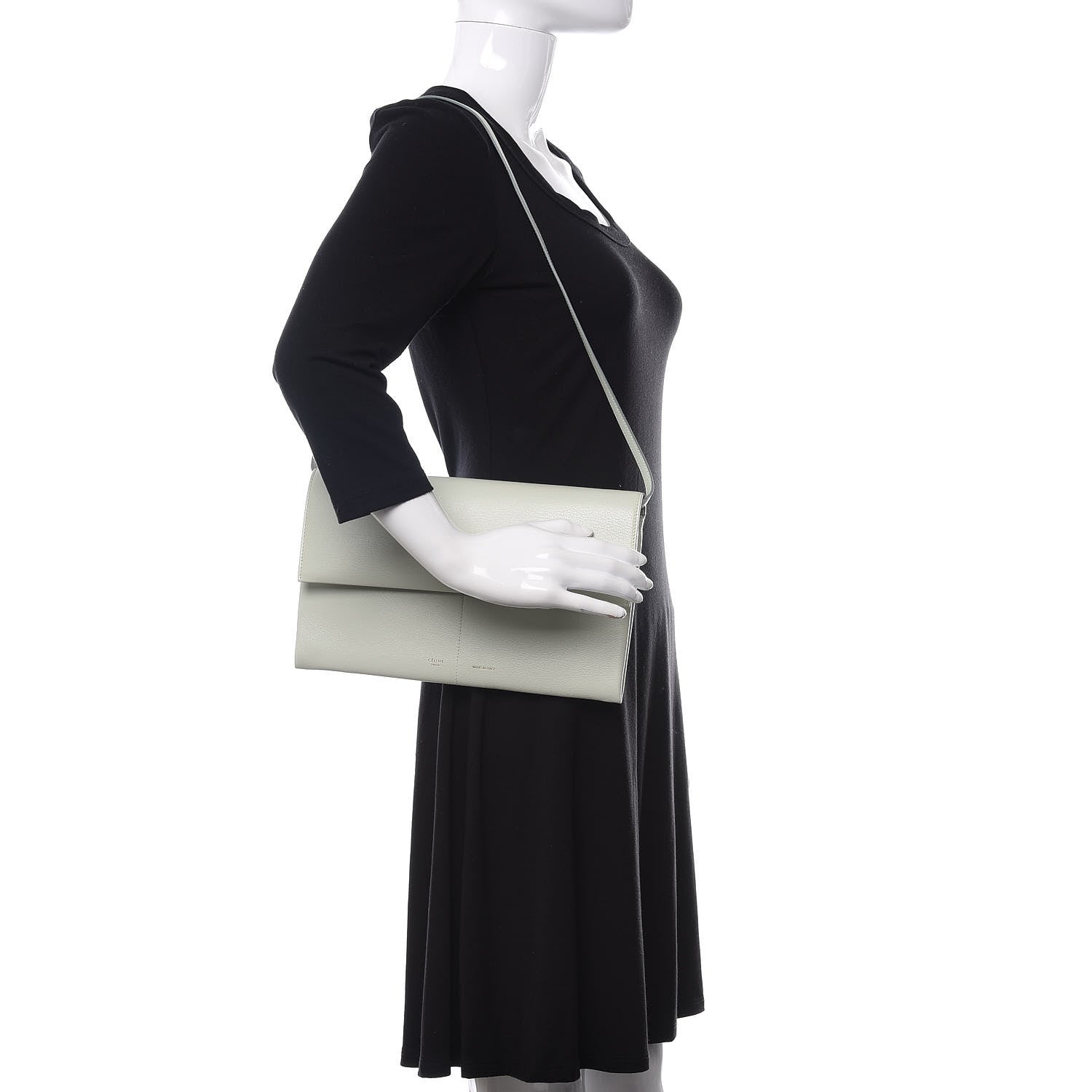 Celine Calfskin Folded Clutch With Strap Jade 2 of 12