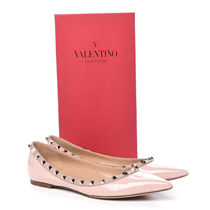 Valentino Garavani Patent Nappa Rockstud Ballerina Flats 40.5 Water Rose Poudre 17 of 17