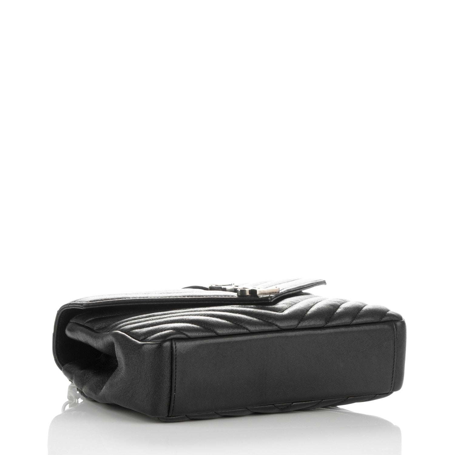 Saint Laurent Sheepskin Matelasse Chevron Monogram Medium College Bag Black 4 of 7
