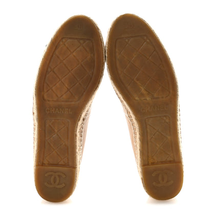 Chanel Lambskin CC Espadrilles 38 Beige Black 12 of 18