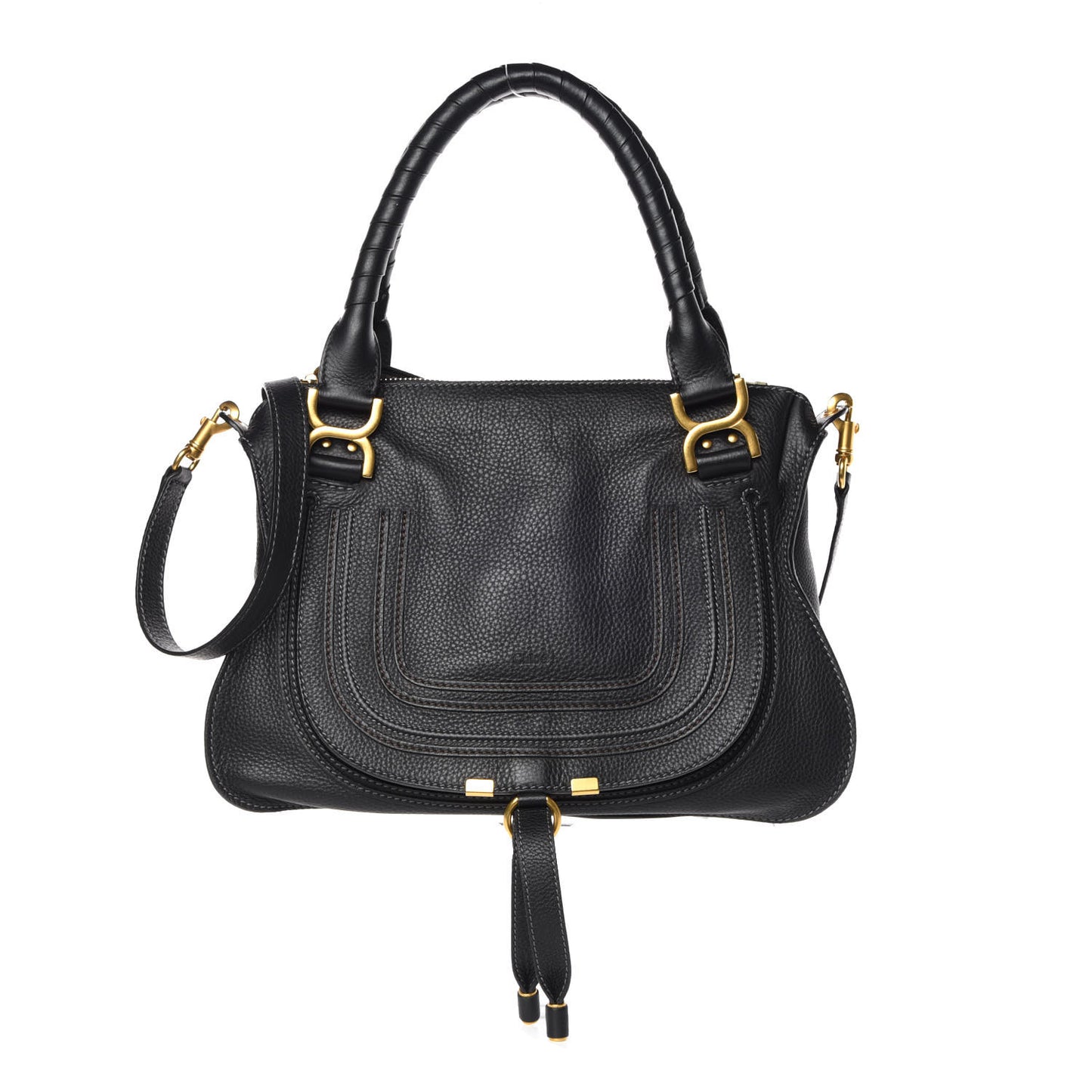 Calfskin Medium Marcie Satchel Black