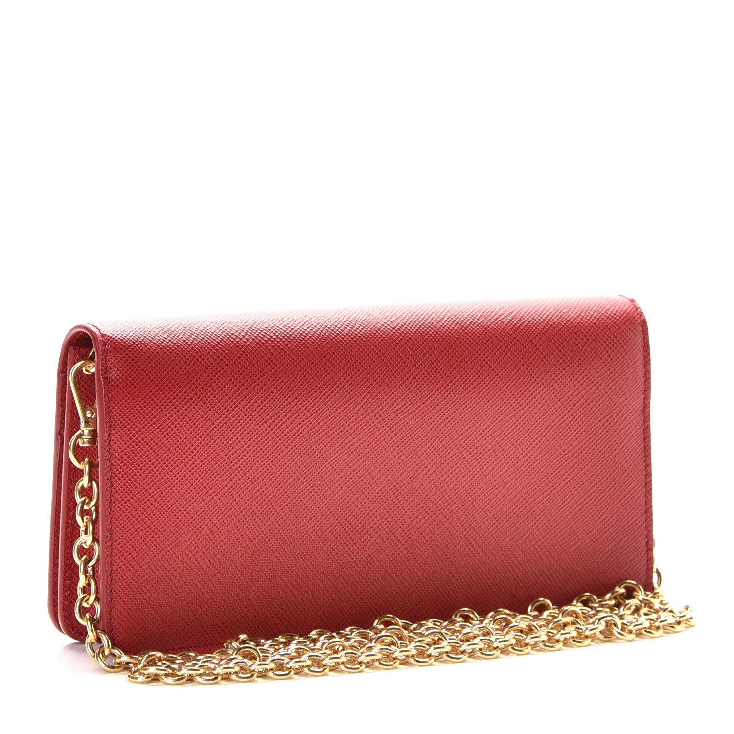Prada Saffiano Metal Mini Flap Crossbody Wristlet Bag Fuoco 3 of 7