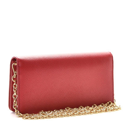 Prada Saffiano Metal Mini Flap Crossbody Wristlet Bag Fuoco 3 of 7