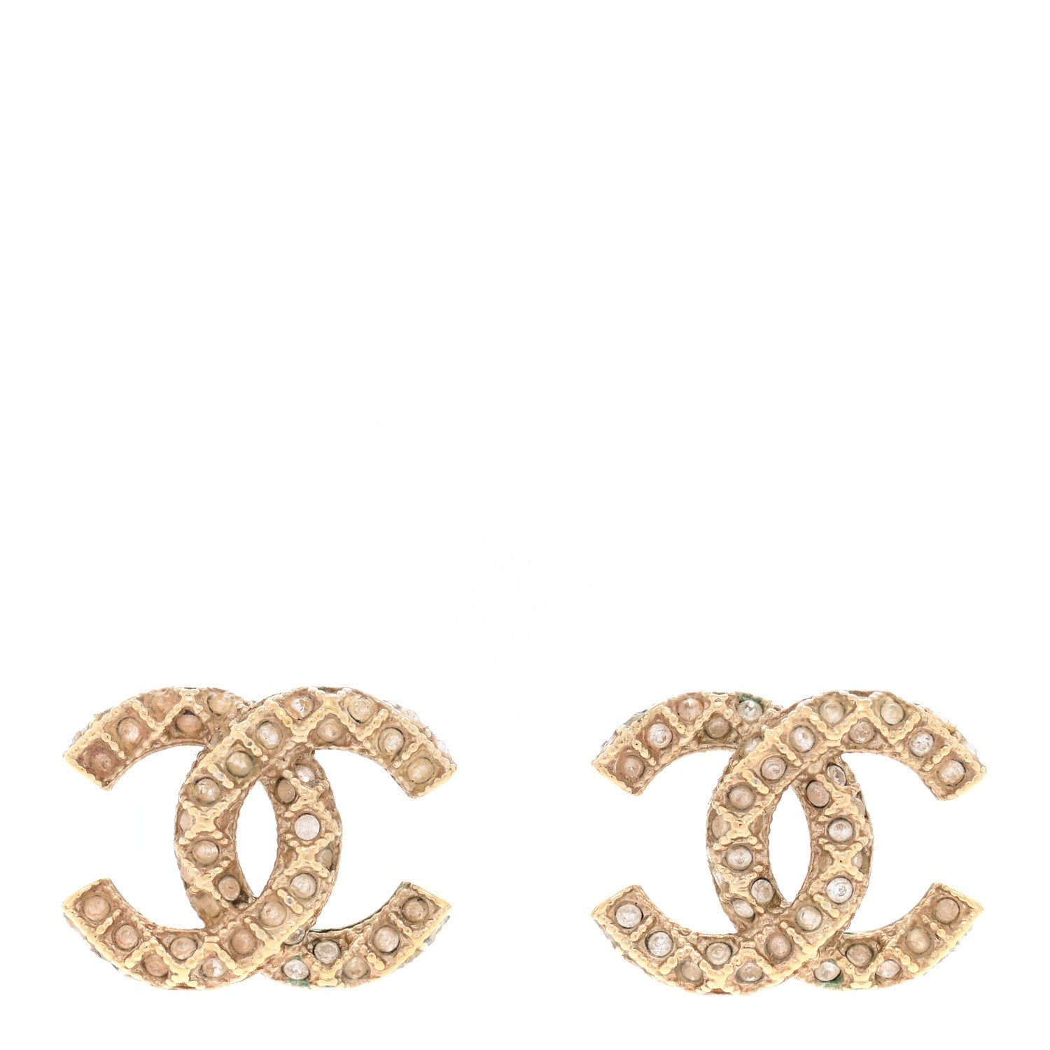 Chanel Crystal CC Earrings Gold 1 of 5