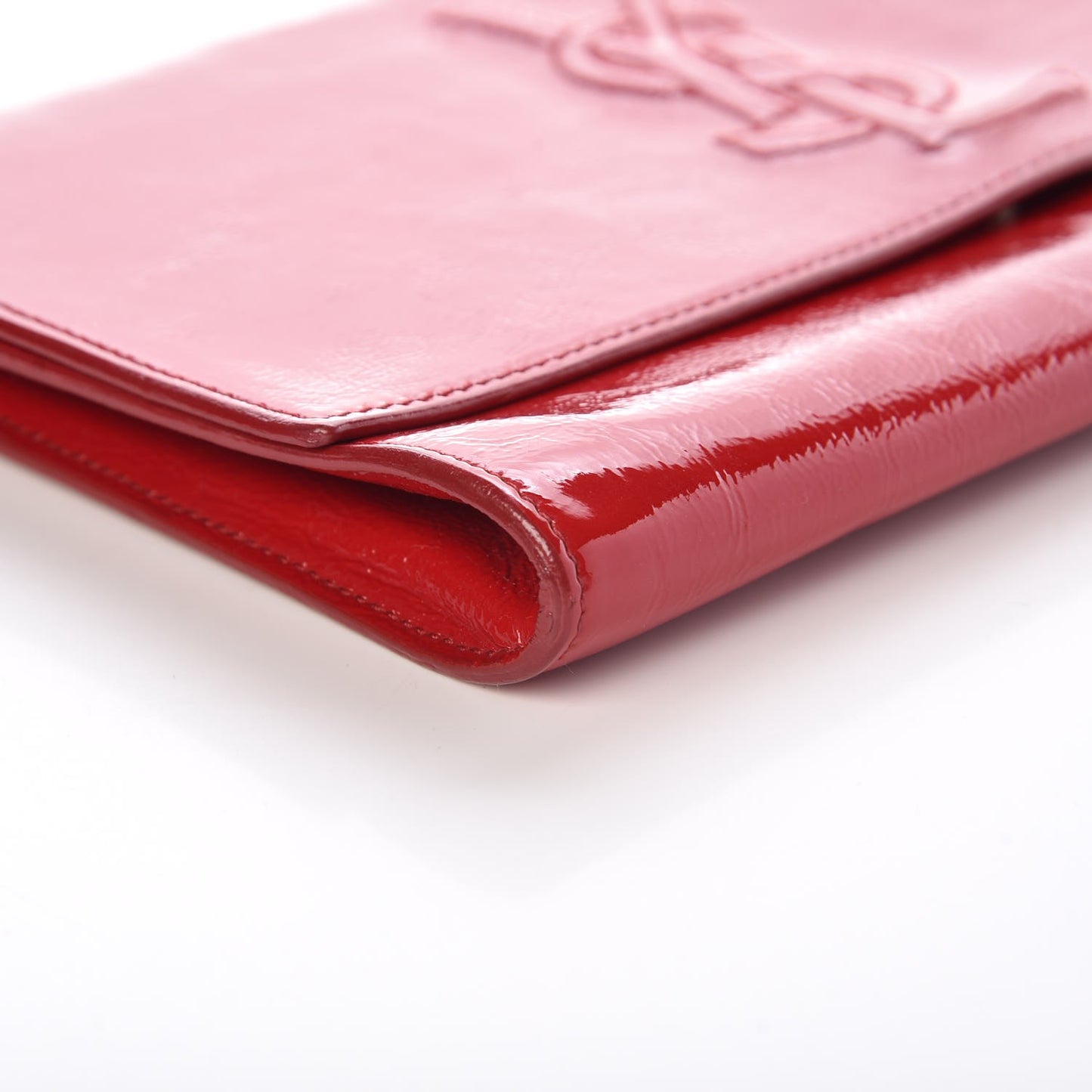 Textured Patent Monogram Large Belle De Jour Clutch Red