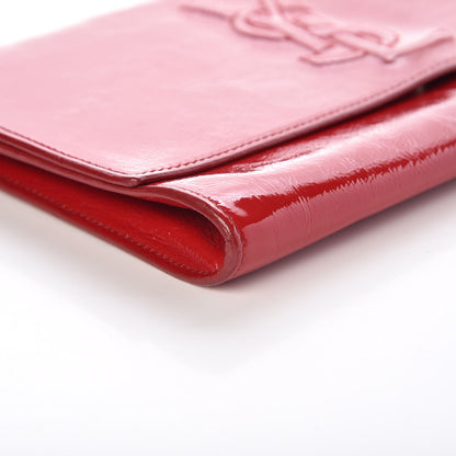 Saint Laurent Textured Patent Monogram Large Belle De Jour Clutch Red 12 of 15