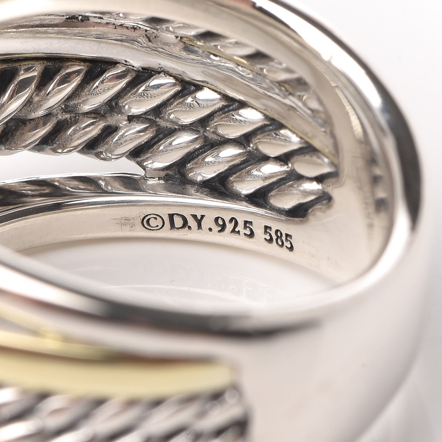 David Yurman Sterling Silver 14K Yellow Gold Narrow Crossover Ring 57 8 5 of 6