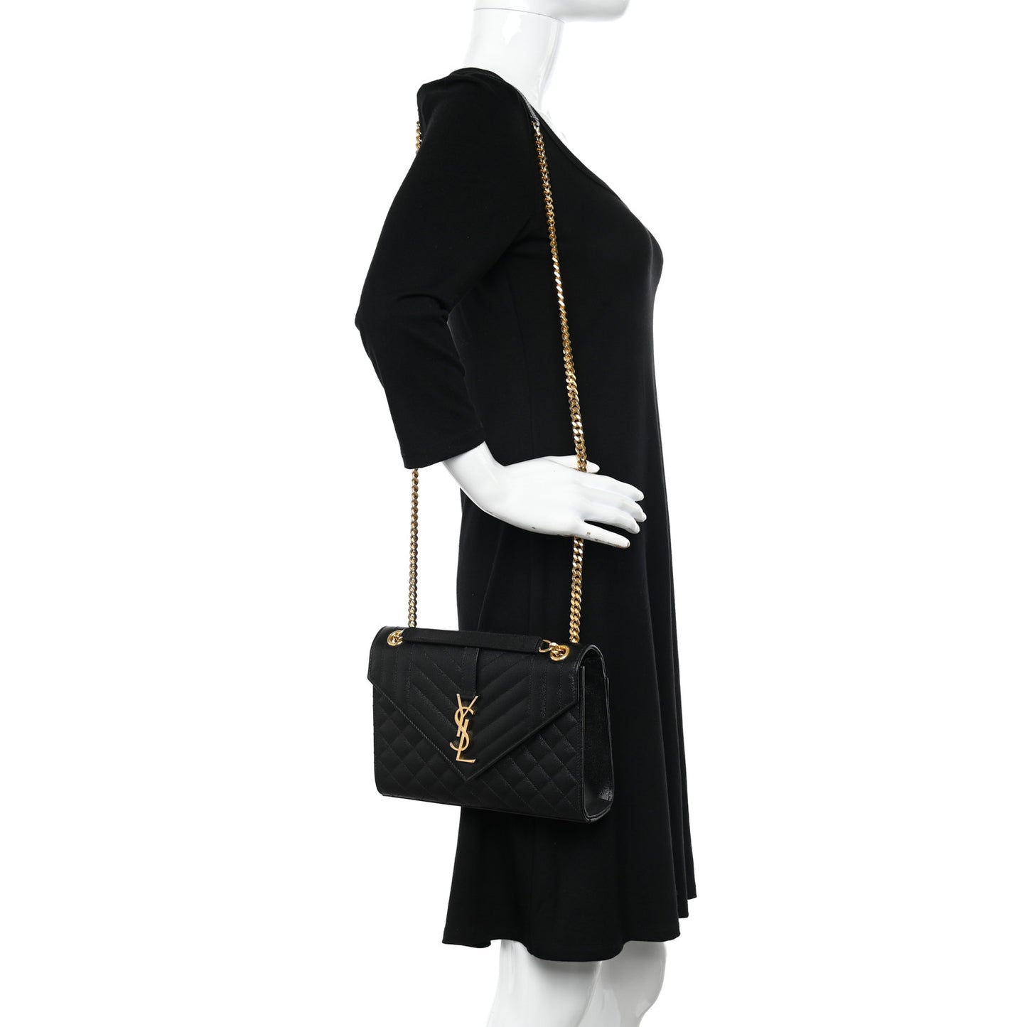 Grain De Poudre Textured Mixed Matelasse Triquilt Medium Monogram Satchel Black