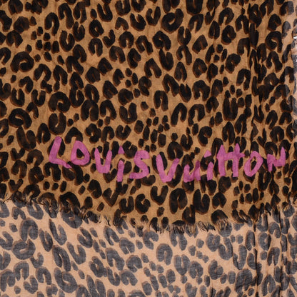 Louis Vuitton Cashmere Silk Leopard Etole Stole Marron 4 of 6