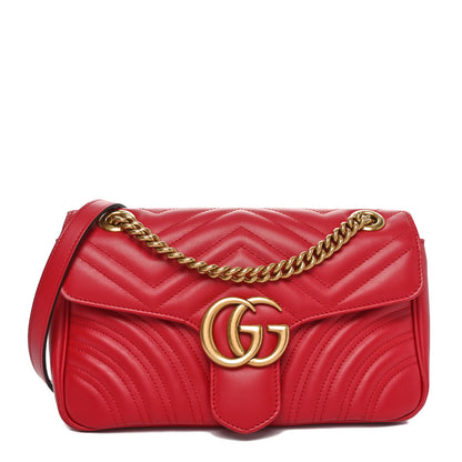 Gucci Calfskin Matelasse Small GG Marmont Shoulder Bag Hibiscus Red 1 of 10