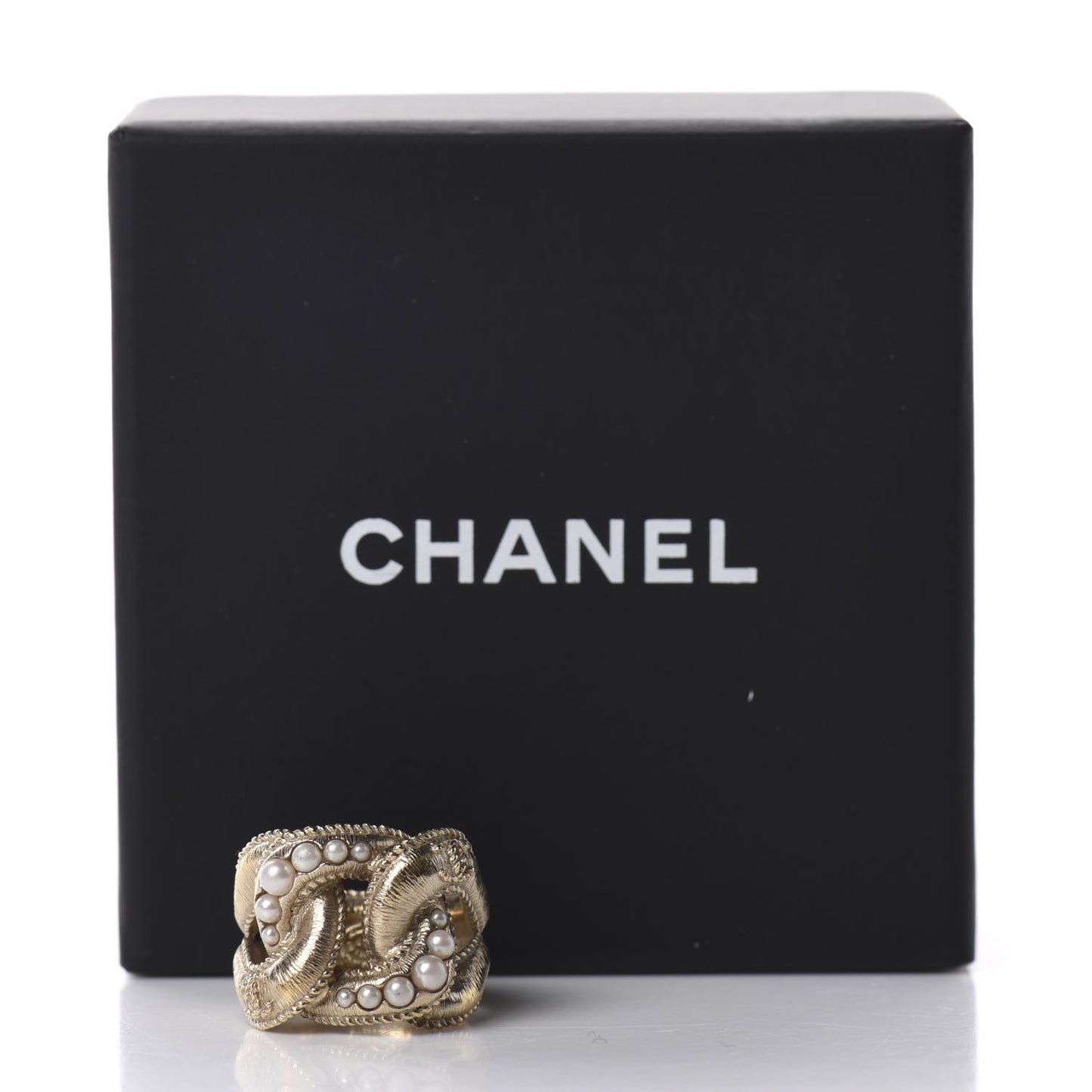 Pearl Crystal CC Ring 50 5.25 Gold Pearly White