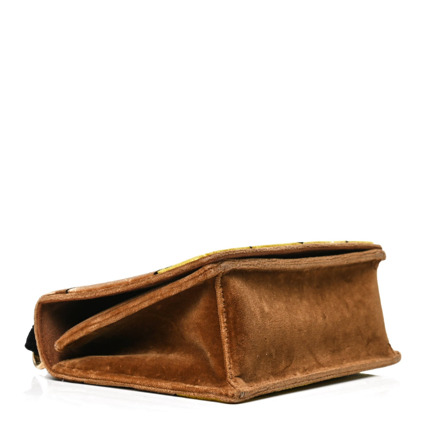 Velluto Ricamo Cahier Shoulder Bag Cammello