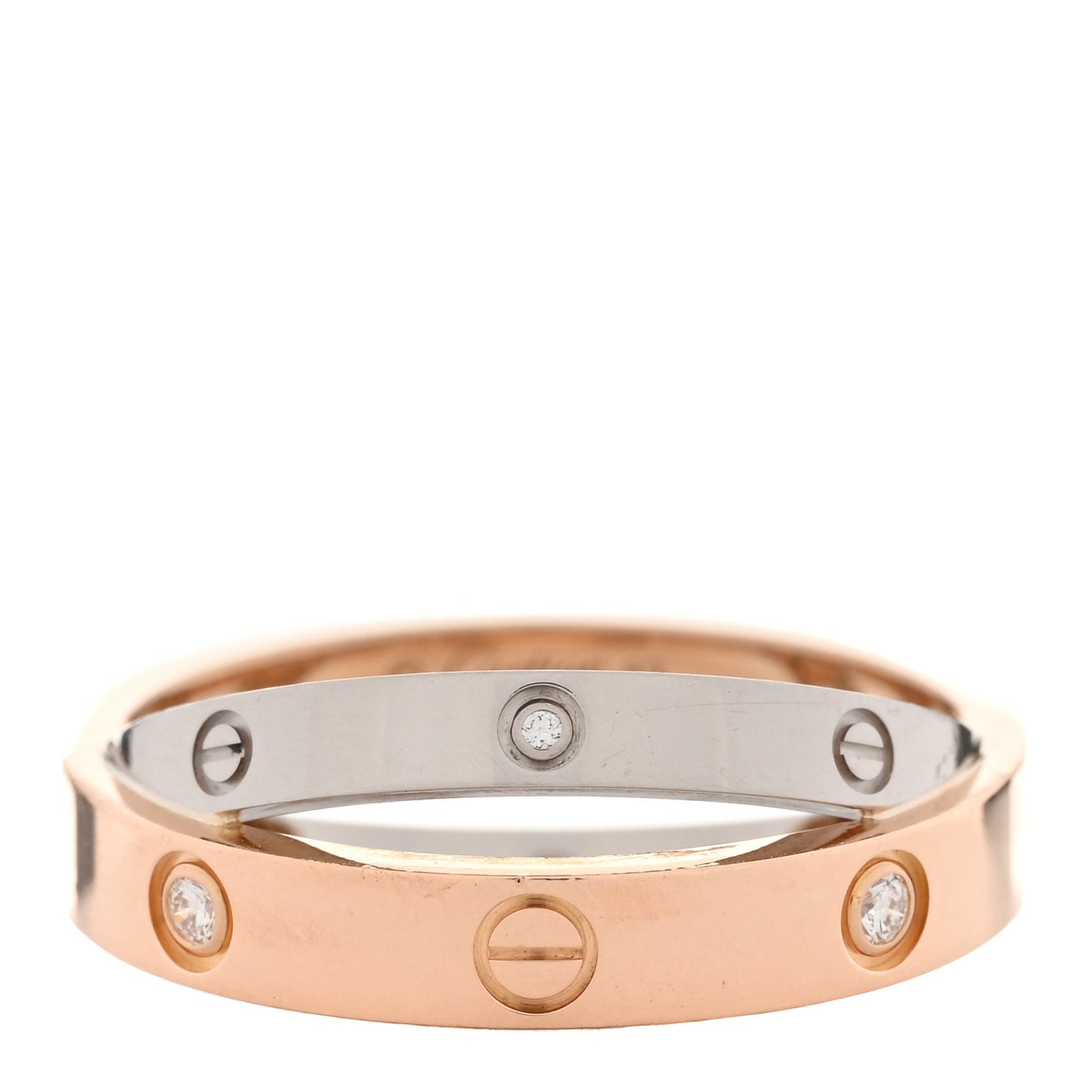 18K Pink White Gold 6 Diamond LOVE Ring 53 6.25