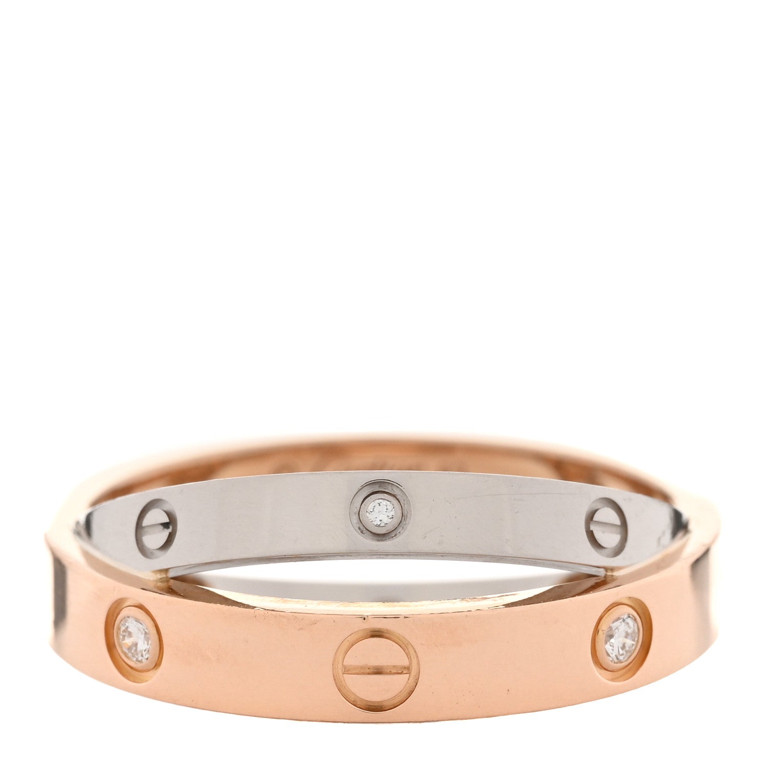 Cartier 18K Pink White Gold 6 Diamond LOVE Ring 53 6.25 1 of 5