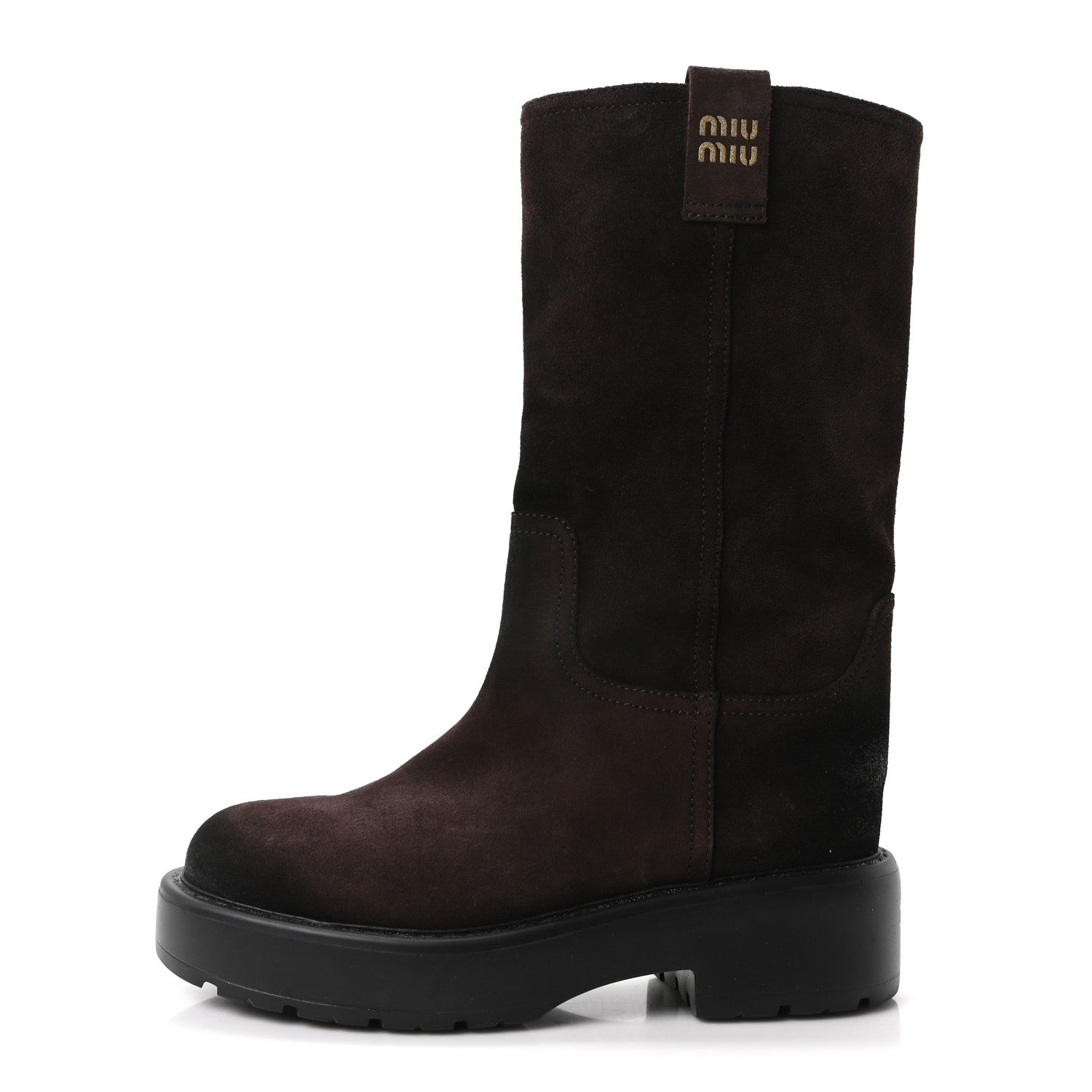 Miu Miu Vintage Effect Suede Mid Calf Boots  39 Morro 1 of 8