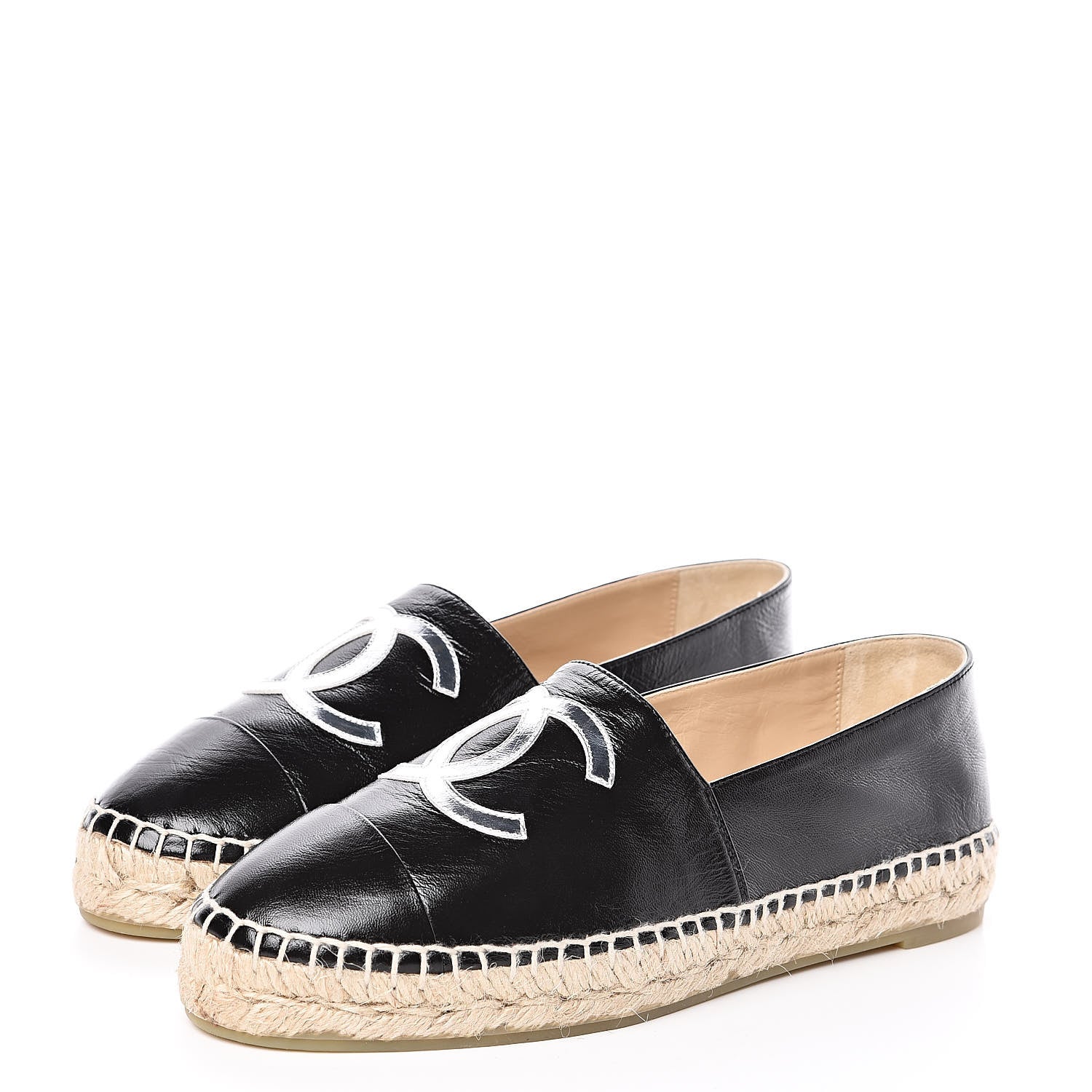 Chanel Lambskin CC Espadrilles 39 Black SIlver 3 of 11