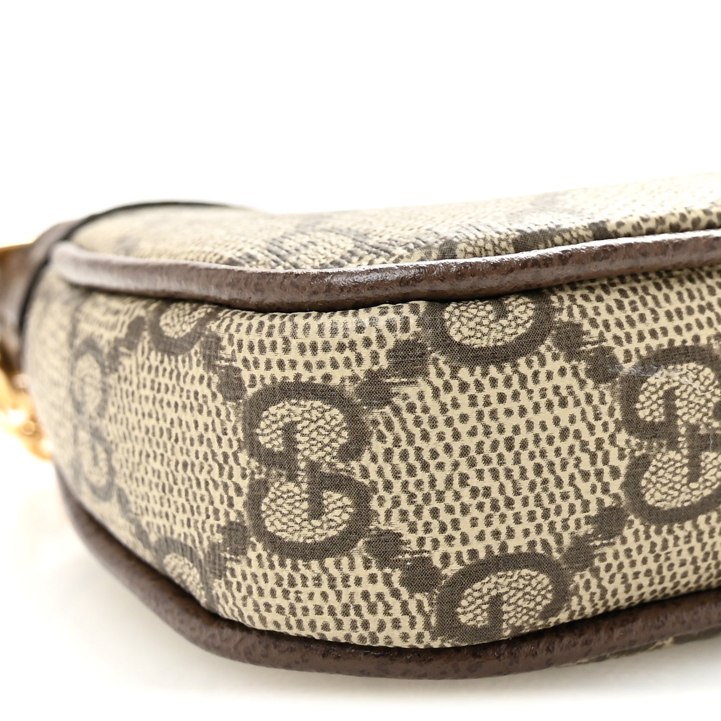 GG Supreme Monogram Textured Dollar Calfskin Mini Ophidia Chain Bag Beige Ebony