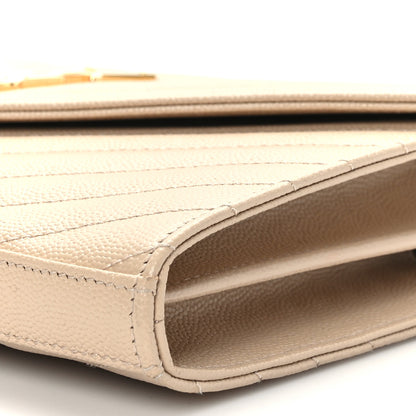 Saint Laurent Grain De Poudre Matelasse Chevron Monogram Chain Wallet Dark Beige 9 of 9